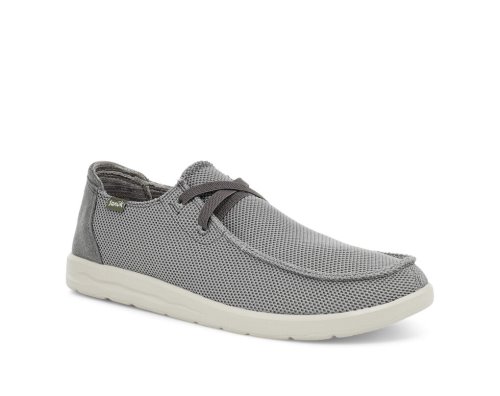 Sanuk Mens Shaka Mesh No-tie Grey Sneakers | GPCVRQ609